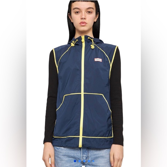 Hunter Jackets & Blazers - Hunter Brand Full Zip Large Hooded Navy‎ Windbreaker Vest Jacket